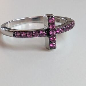 Pink Spinel Sterling Silver Ring Size 6